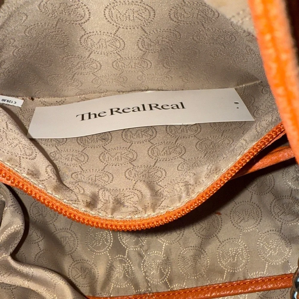 Michael Kors Leather Chain Strap Hobo Leather Shoulder Bag - Burnt Orange